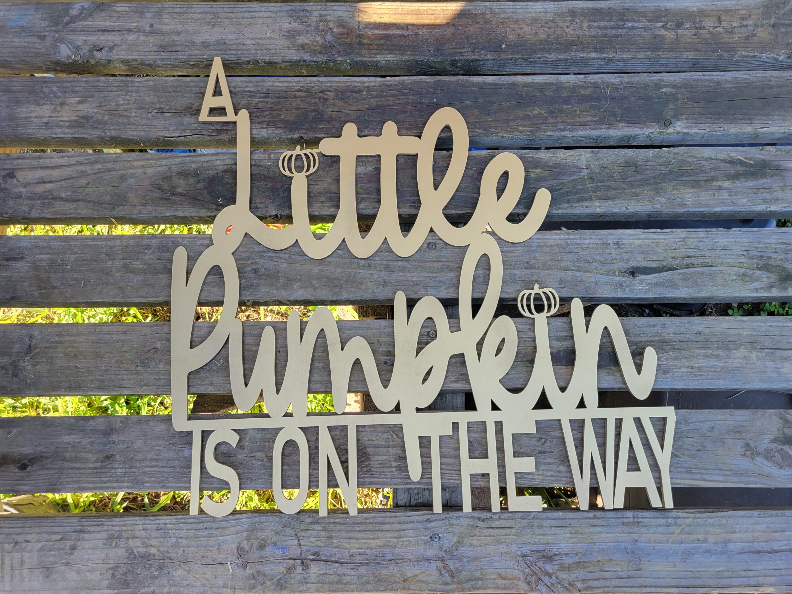 A little pumpkin is on the way wood sign, baby shower cutout.