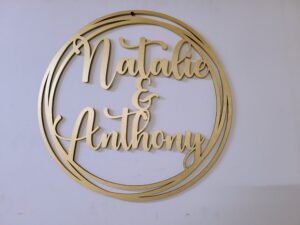 Custom Wedding Sign | Round Sign for Wedding Backdrop | Personalized Wood Name Sign for Couples, Bridal Shower Gift