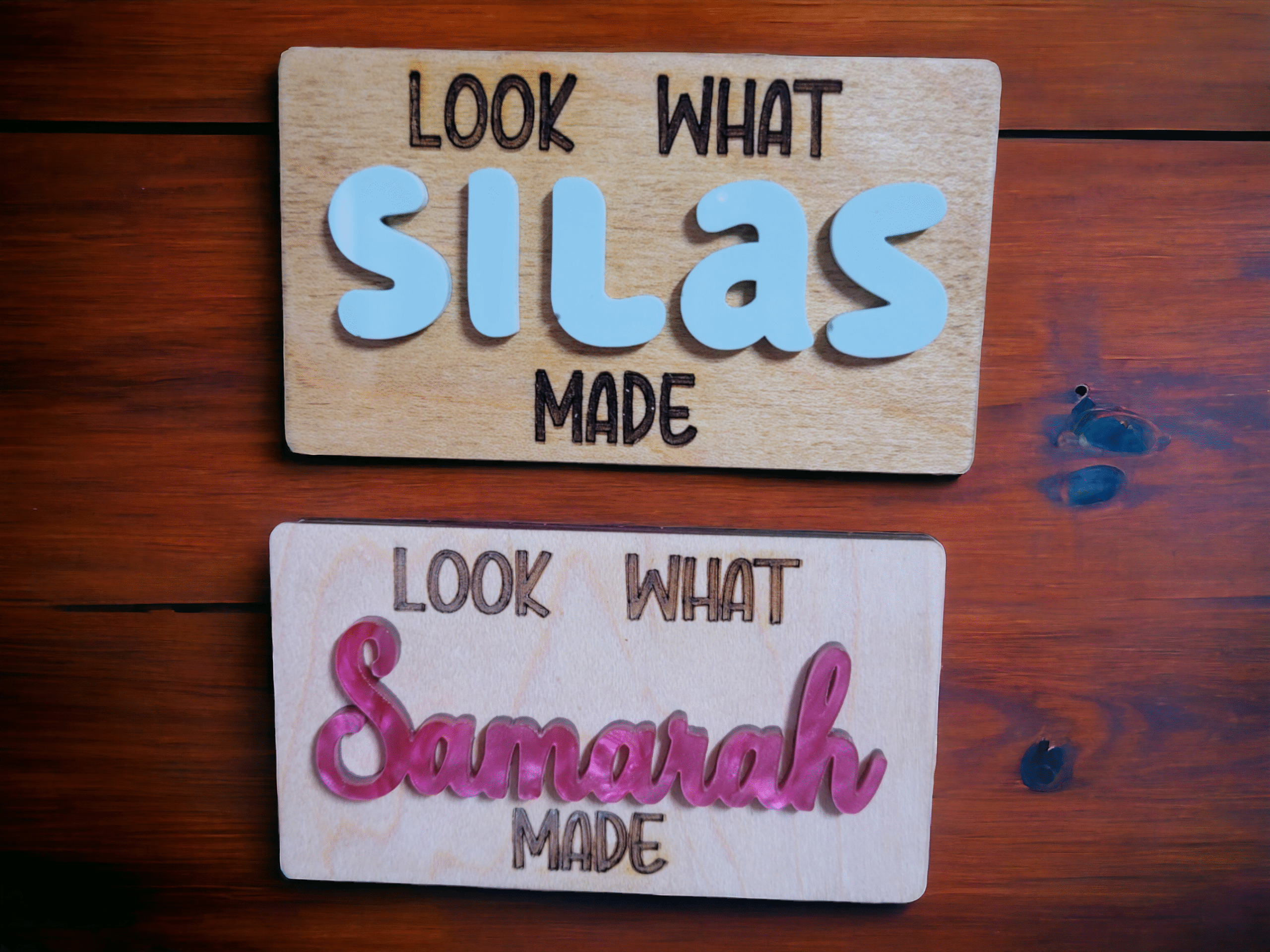 Custom Kids Artwork Fridge Magnet: 3D Wood Name
