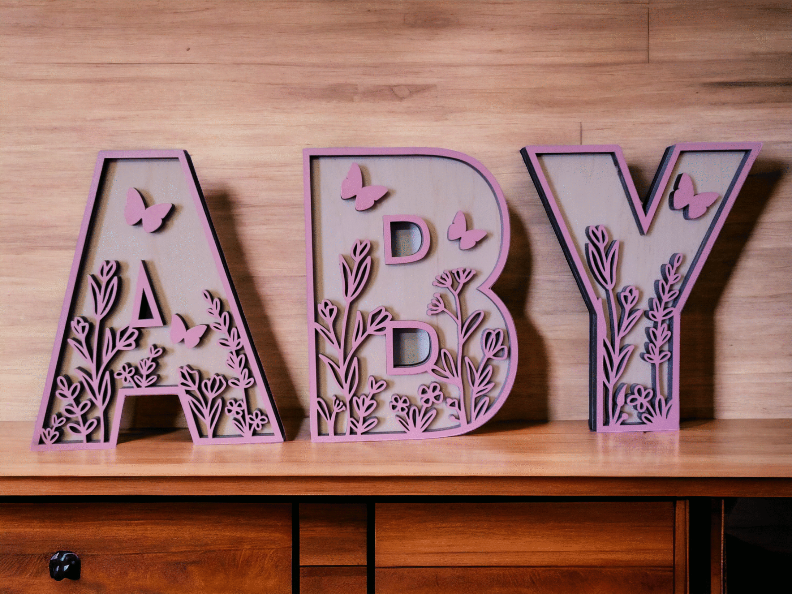 3D Wild Flower Wood Letters: Custom Nursery Name Sign - Image 3